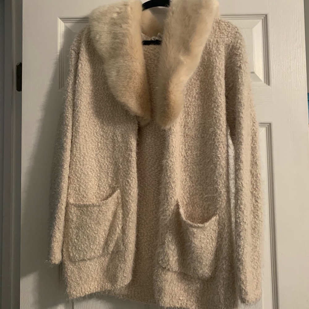 Removable Fur Trim Cardigan